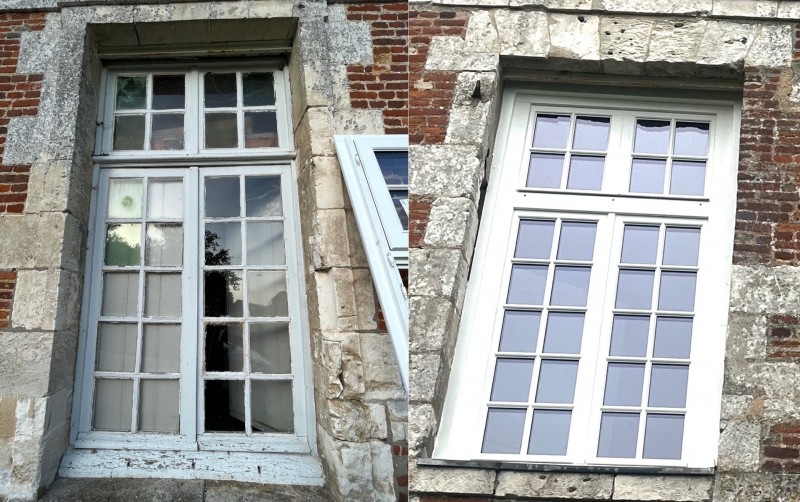 Remplacer des fenêtres bois anciennes par des fenêtres bois neuves de fabrication française à Mesnil-Panneville 76