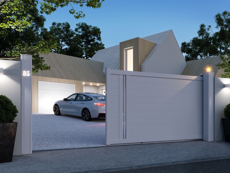 Pose sur-mesure d’un portail ajouré avec LED proche de Bonsecours 76