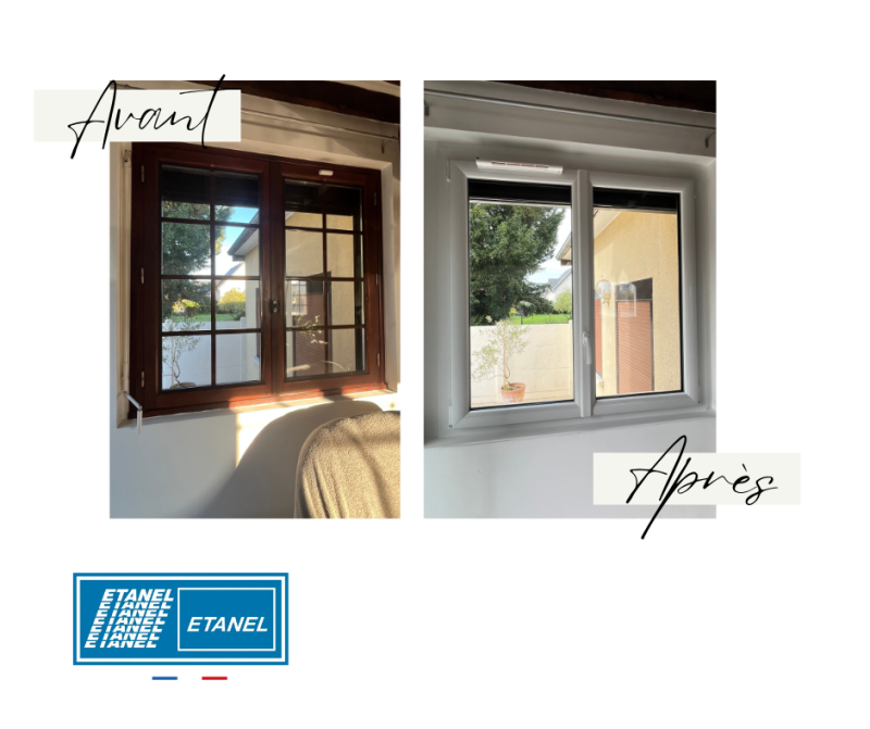 enêtre PVC bicoloration blanc intérieur gris anthracite Oissel