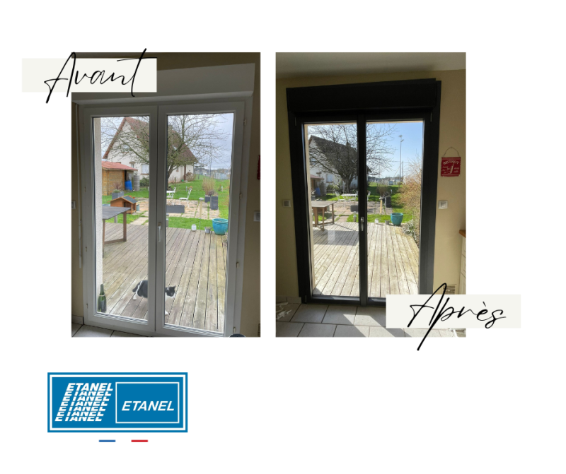 Menuiseries aluminium SiLine Prostyle SIMA avec coffre monobloc noir — chantier Roumare Seine-Maritime