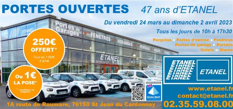 Portes ouvertes ETANEL 2023 : nombreuses offres exceptionnelles du 24/03 au 02/04 2023 !