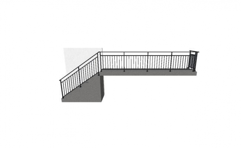 Installer un garde-corps en aluminium noir simulé en 3D sur un accès de maison avec escalier en pose sur dalle à Saint Paer près de Duclair 76