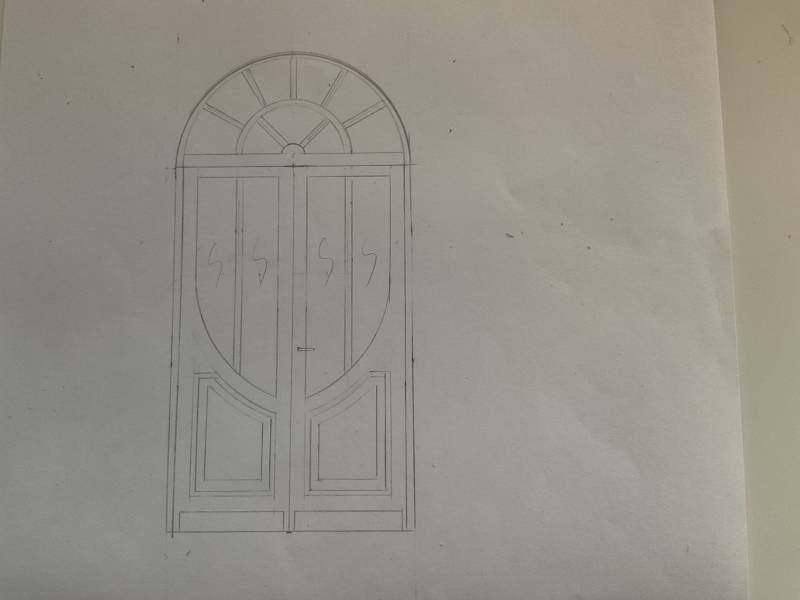 Porte d'entrée en bois isolante et sécurisée dessinée par le client couleur gris garantie 12 ans