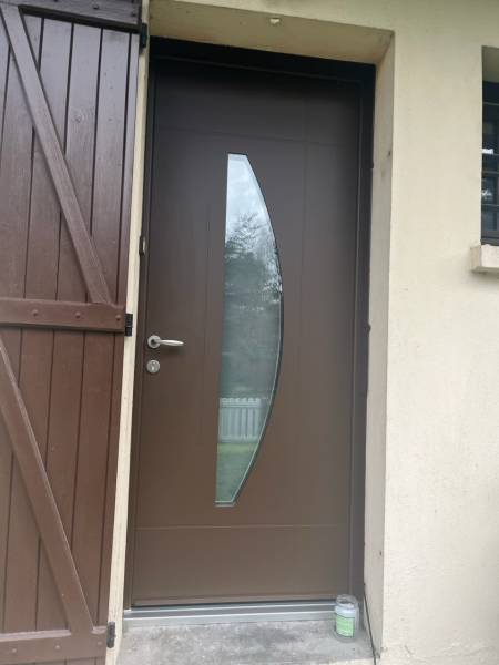 Porte d’entrée AUBURN 1 EURADIF aluminium marron à Yvetot