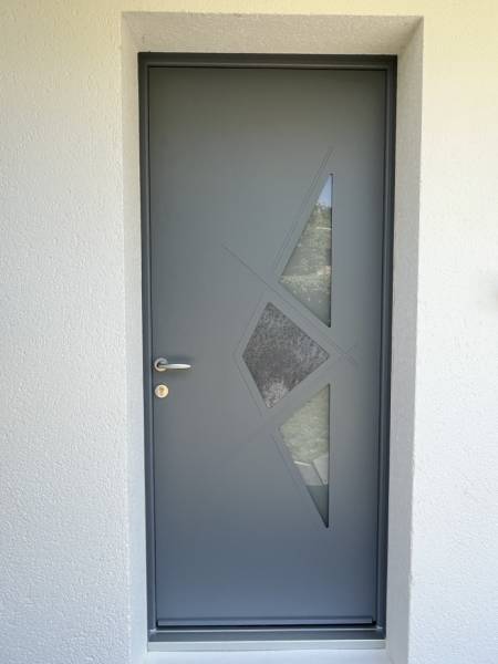 porte entrée triple vitrage aluminium modèle NARCISSE 2 à Normanville