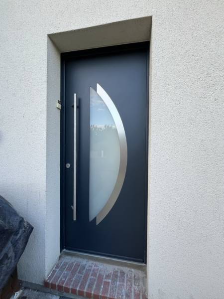 porte-entrée aluminium BELIZE 1 gris anthracite menuiserie aluminium sur-mesure Bihorel