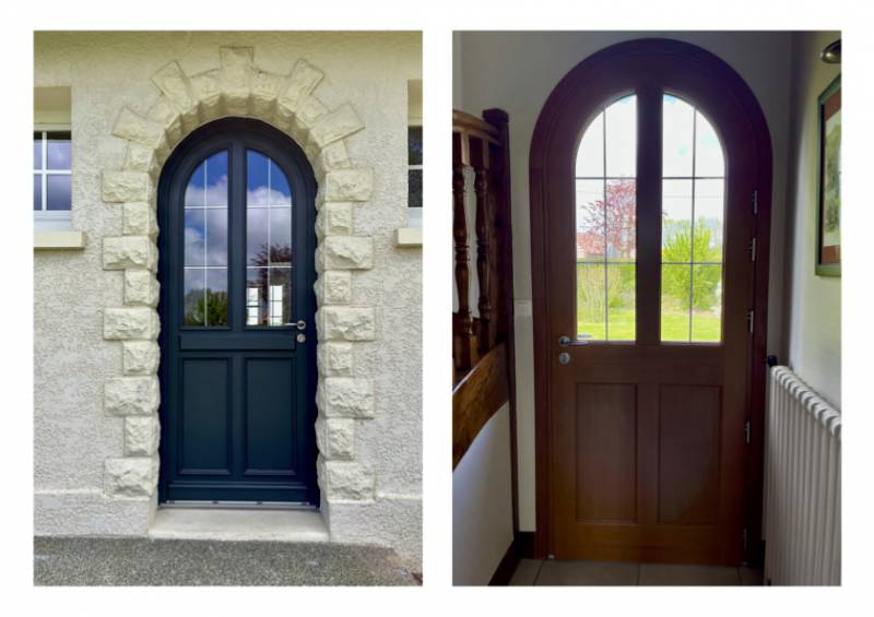 Remplacement d'une porte en bois pleine ancienne par une nouvelle génération de porte en bois cintrée
