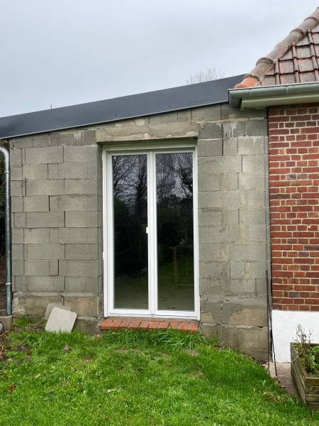 	Extension maison baie vitrée aluminium sur mesure Seine-Maritime