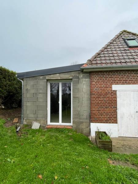 Pose fenêtres PVC dépose totale maison brique Normandie