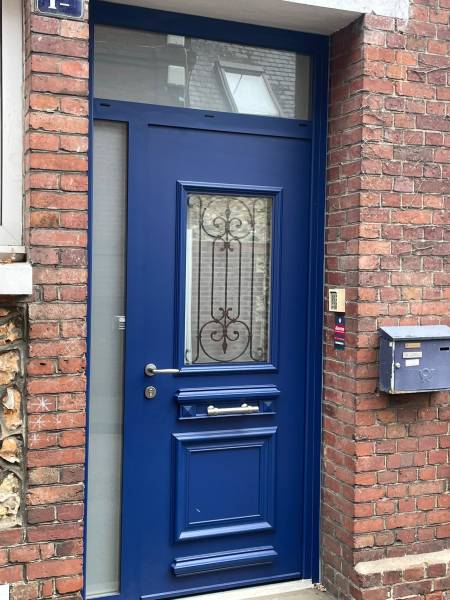 Porte entrée aluminium EURADIF Spencer 1 bleu 5003 Rouen