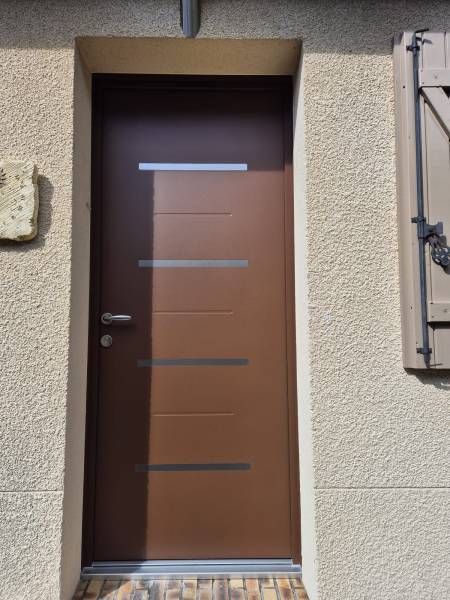 Porte entrée aluminium isolante avant après ETANEL EURADIF